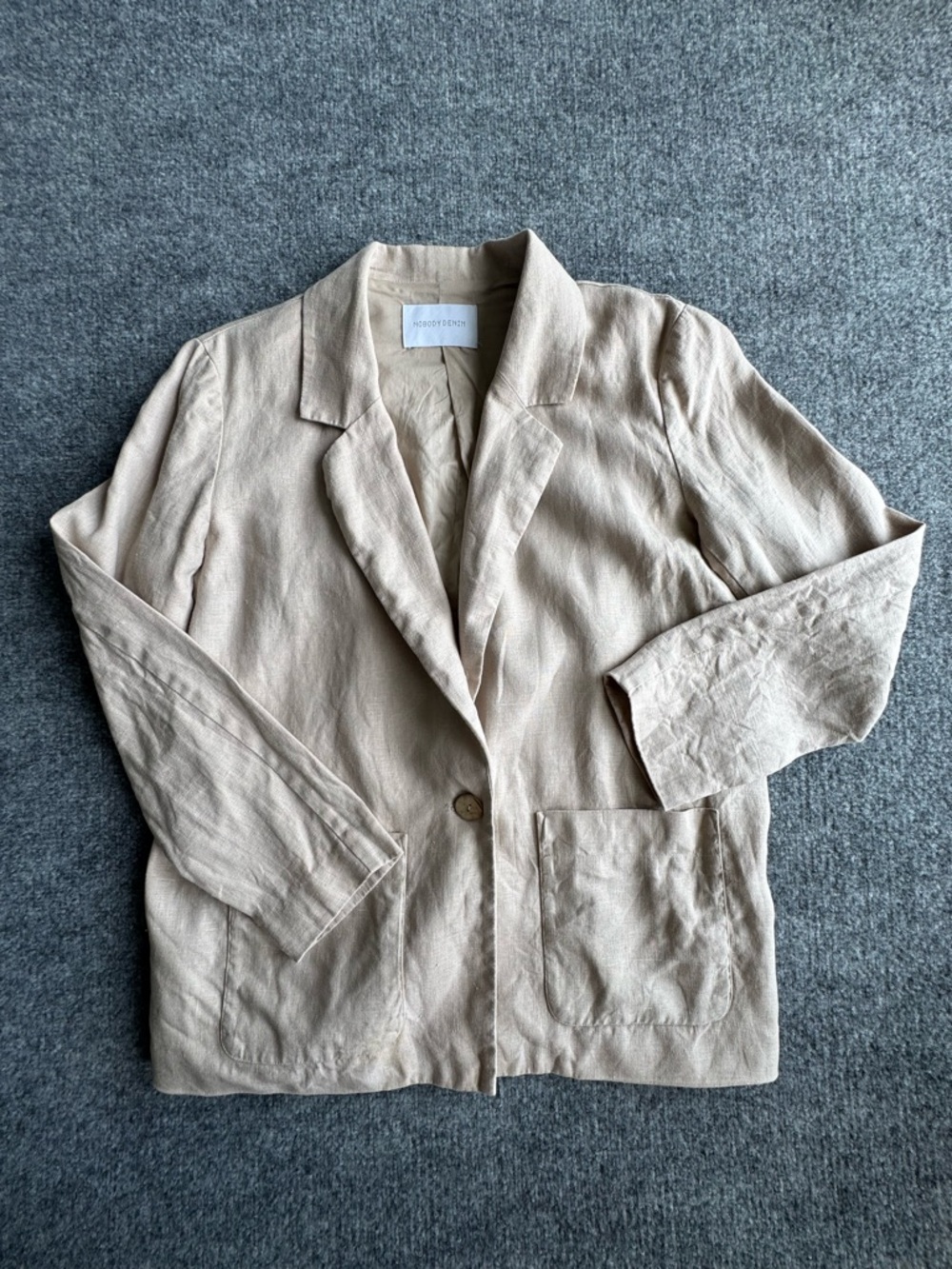 Nobody Denim Beige Linen Blend Blazer